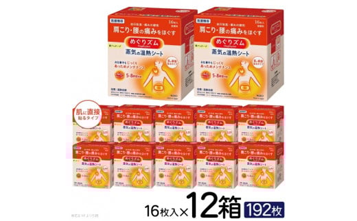 めぐりズム 蒸気の温熱シート【肌に直接貼るタイプ】　192枚(16枚入×12箱) SG0045