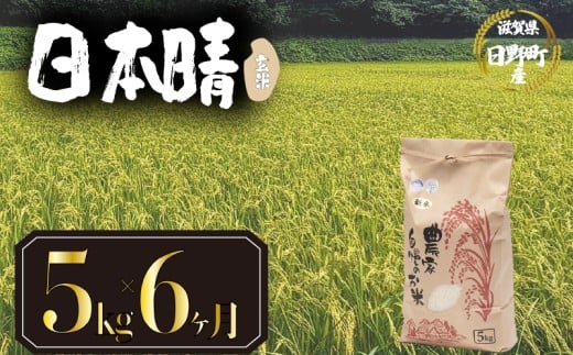 【 令和7年産 新米 5kg 定期便 6ヶ月 】 日本晴 米 玄米 国産 滋賀県 日野町 農家直送 お米 おこめ こめ 産地直送 ふるさと納税