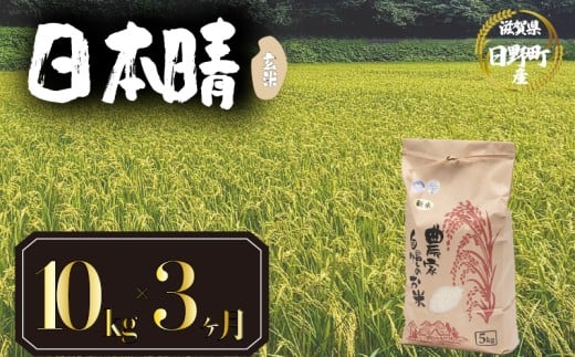 【 令和7年産 新米 10kg 定期便 3ヶ月 】 日本晴 米 玄米 国産 滋賀県 日野町 農家直送 お米 おこめ こめ 産地直送 ふるさと納税