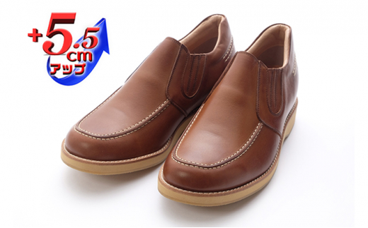 サイドゴア 本革 幅広 4E ワイド カジュアルシューズ スリッポン メンズ　No.523　チョコ 26.5cm [№5990-7633]0274