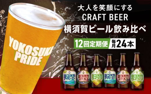 【全12回定期便】飲み比べ ビール 3種　24本セット （330ml瓶×計288本） クラフトビール【有限会社たのし屋本舗】 [AKAE058]