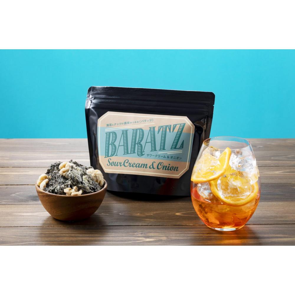 海苔とナッツの濃厚おつまみBARATZ（バラッツ） サワークリーム&オニオン 4個セット  【お菓子 スナック 菓子 おかし 食品 人気 おすすめ 】