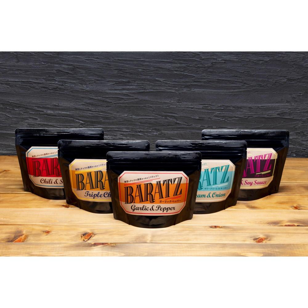海苔とナッツの濃厚おつまみBARATZ（バラッツ） ガーリックペッパー・旨辛ごま油・3種のチーズ・バターしょうゆ・サワークリーム&オニオン 各8個セット  【お菓子 スナック 菓子 おかし 食品 人気 おすすめ 】