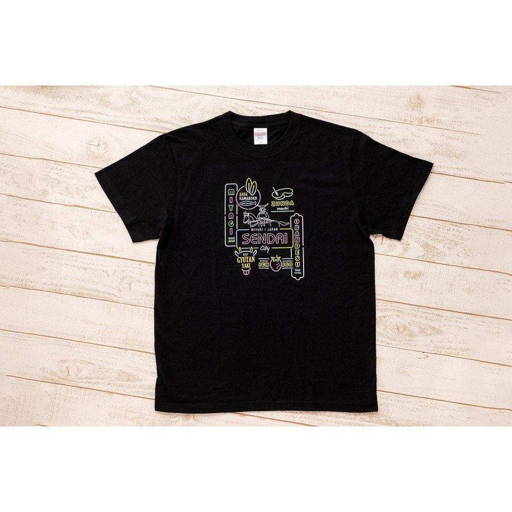 仙台・宮城の観光Tシャツ　「ネオン看板」Tシャツ　Lサイズ［T-02］