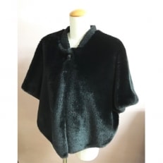 OKADA TEXTILE エコファー ロングポンチョ ブラック【1020769】