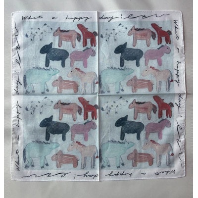 【ezu】handkerchief /no.003◆コットン100%◆大判◆おしゃれ◆手描き【1650041】