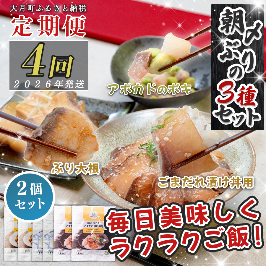 【定期便4回】ぶり3種 (ぶり大根煮・ぶりポキ・ぶり漬け丼) ×2個セット|鰤 ブリ 時短 タイパ 海鮮丼 海鮮グルメ 簡単 人気 海の幸 高知県 大月町 国産 小分け 個包装 アボカド ぶり大根 漬け丼 ポキ 海鮮 簡単おかず 本格おかず 養殖ぶり