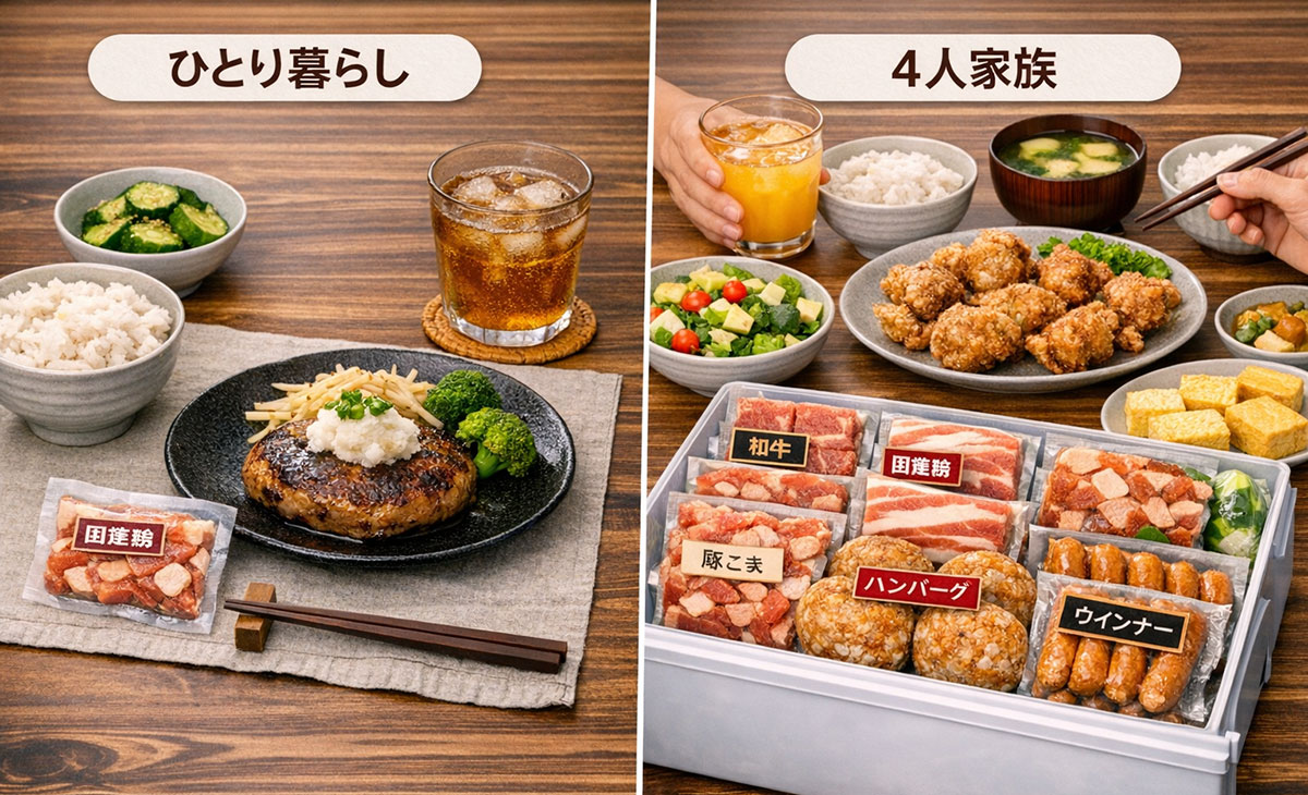 ふるさと納税 肉の小分けの返礼品の家族別イメージ