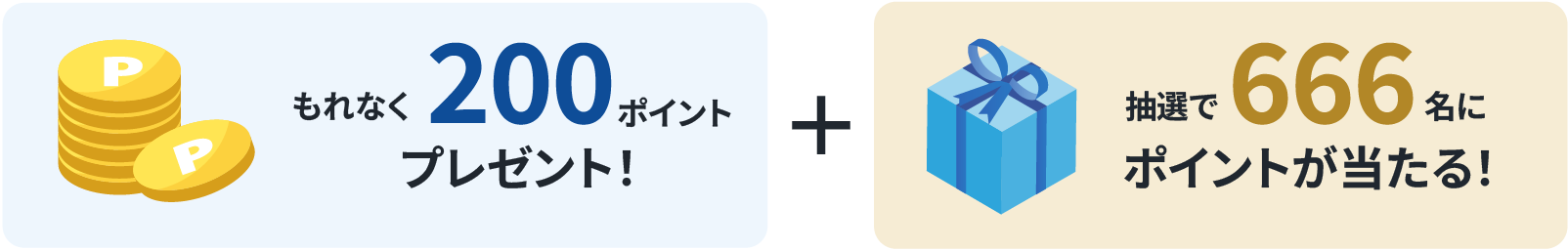 もれなく200ポイントプレゼント！＋抽選で666名にポイントが当たる！
