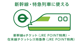 新幹線eチケット(JRE POINT特典)・在来線チケットレス特急券(JRE POINT特典)新幹線・特急列車に使える