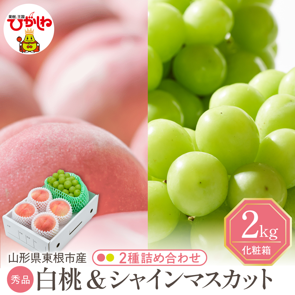東根市産 白桃（品種おまかせ）＆シャインマスカット詰め合わせ 2kg