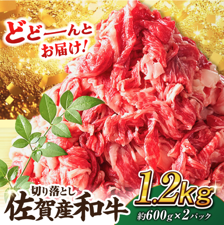 【不揃い訳あり・部位おまかせ】佐賀牛 切り落とし 肩orバラ 600g×2 計1.2kg 吉野ヶ里町 ［FDB001］