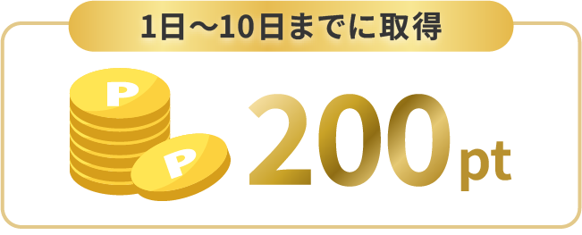 1日～10日に取得　200pt
