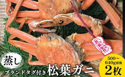 109.【先行予約】【蒸し】ブランドタグ付き松葉ガニ 500〜640g前後 2枚 ※2025年11月上旬〜2026年3月上旬頃に順次発送予定【松葉ガニ 松葉蟹 蟹 かに 甲殻類 ズワイガニ 鳥取県 北栄町 おすすめ