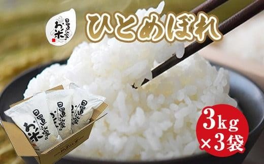 161.日置さん家のお米「ひとめぼれ」3kg×3袋【無洗米・2025年産】鳥取県北栄町23000米・パン白米