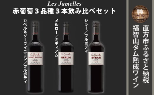 福智山ダム熟成 LAG 赤葡萄3品種 飲み比べ レ・ジャメル カベルネソーヴィニヨン メルロー シラー 各750ml×1本 FD222 赤ワイン ワイン お酒 酒福岡県直方市22000酒・アルコールワイン