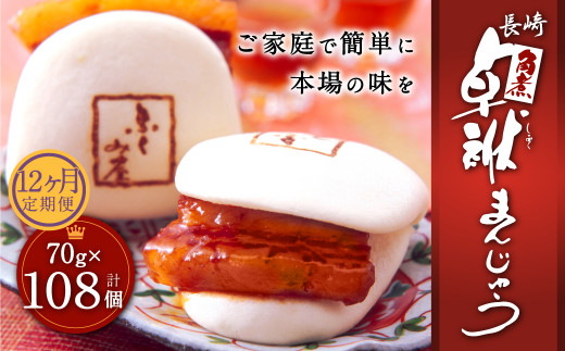 【12ヶ月定期便】 長崎 角煮 卓袱(しっぽく) まんじゅう 70g×9個 ×12回 角煮【FT3】長崎県時津町120000肉その他 肉