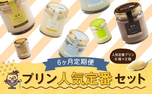 【6回定期便】 浜んまちPUDDING 人気 定番 プリン 6種の2箱セット (通常紙箱) スイーツ お菓子 おやつ 詰め合わせ長崎県時津町60000菓子・スイーツプリン・ゼリー