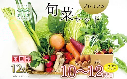 【12回定期便】 京丹波 旬菜セット プレミアム 10〜12品目 卵付き 《12カ月定期便》 定期便 野菜 たまご 詰め合わせ 京都 丹波 京丹波町産 産地直送 京野菜 減塩 レシピ ※北海道・東北・沖縄
