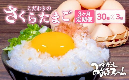 【2025年3月発送開始】【定期便】 京都 こだわり卵 さくらたまご 30個 × 3ヶ月 ( 卵 たまご 濃い 玉子 セット 玉子焼き 卵焼き 毎月 3か月 定期 3回 お届け 卵かけご飯 ゆで卵 鶏卵 卵黄 ) ※北海