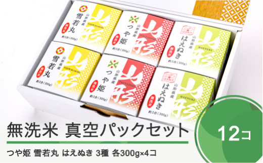【9月30日受付終了】米 白米 つや姫 雪若丸 はえぬき 無洗米 パックごはん 真空パックセット 計12個  山形県 ※沖縄・離島への配送不可 ja-gtxxx12山形県大石田町17000米・パン無洗米