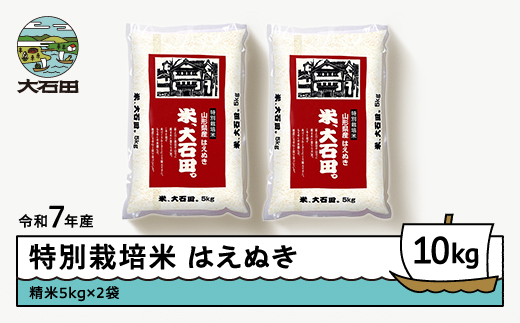 新米 米 令和7年産 米 はえぬき 10s 2026年2月下旬発送 大石田町産 特別栽培米 精米 ※沖縄・離島への配送不可 ja-hasxa10-2s山形県大石田町29000米・パン白米
