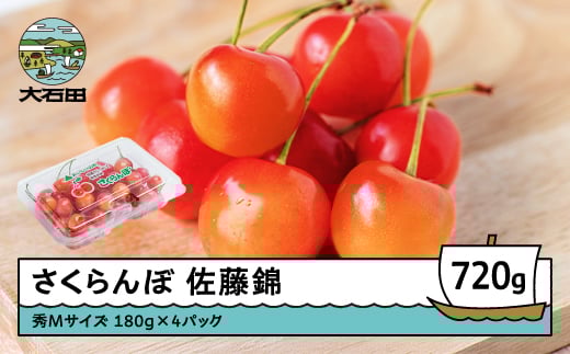 さくらんぼ 佐藤錦 秀Mサイズ 720g (180g×4パック) フードパック 2026年産 令和8年産 山形県産 ふるさと納税 果物 くだもの フルーツ 期間限定 冷蔵配送 先行受付 グルメ 取り寄せ ご当地 特産 産