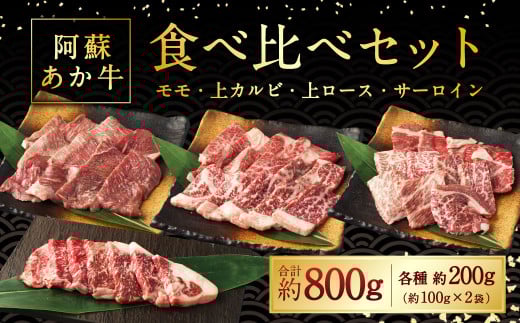 阿蘇あか牛 食べ比べセット(モモ・上カルビ・上ロース・サーロイン)各約200g 計約800g 国産牛 牛 牛肉 肉 和牛 赤牛 赤身 阿蘇 食べ比べ 熊本県 湯前町熊本県湯前町45000肉牛肉