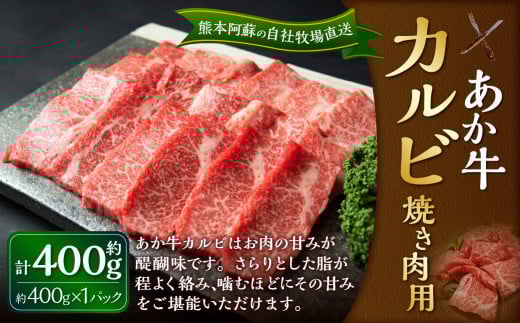 あか牛 カルビ 焼き肉用 400g(あか牛バラカルビ 約400g×1パック) 肉 お肉 牛肉 和牛 褐毛和種 国産 九州産 冷凍 熊本県 湯前町熊本県湯前町18000肉牛肉
