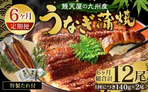 【6ヶ月定期便】鰻天屋の 九州産 うなぎ 蒲焼 約140g×2尾 セット福岡県北九州市78000魚介・海産物うなぎ