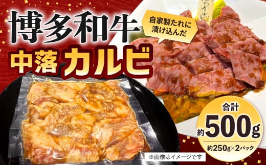 自家製たれ漬けに漬け込んだ 博多和牛 中落カルビ 約500g(約250g×2パック)中落ちカルビ カルビ 牛肉 肉 博多和牛 自家製たれ 冷凍 福岡県産福岡県北九州市14000肉牛肉