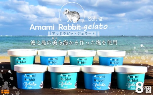 1990 《ふるさと納税限定》美ら海の塩と濃厚ミルク。アマミラビットジェラート(Salt:8個)( アイス ジェラート スイーツ ウサギ うさぎ アマミノクロウサギ 濃厚 プレゼント ギフト 限定