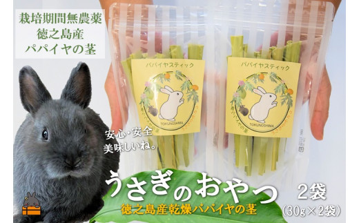 2122 〜徳之島産乾燥青パパイヤの茎〜うさぎのおやつ(2袋)( ペットフード うさぎ ウサギ パパイヤ おやつ ペット 徳之島 鹿児島 安心 安全 乾燥 世界自然遺産 アマミノクロウサギ レターパ
