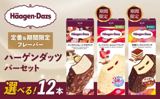 【セット内容が選べる】 定番 & 期間限定フレーバー ハーゲンダッツ バー セット 12本入 Aセット 〈バニラチョコレートマカデミア(12本)〉 | ギフト スイーツ アイス 詰め合わせ 洋菓子 プレ