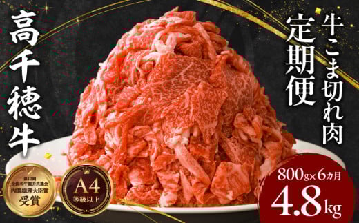 【6ヶ月定期便】 高千穂牛 こま切れ 400g×2パック×6回| 牛肉 肉 お肉 精肉 定期便   小間切れ ブランド牛 国産牛 黒毛和牛 和牛 宮崎県産 国産  炒め物 パック 小分け グルメ お取り寄せ |_Tk002-t