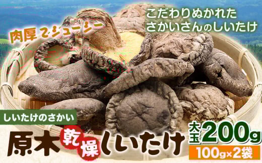 しいたけ 阿蘇 原木乾燥しいたけ 大玉 200g《30日以内に出荷予定(土日祝除く)》原木 干し 乾燥 しいたけ 原木栽培 産山村 しいたけのさかい熊本県産山村9000調味料・油だし