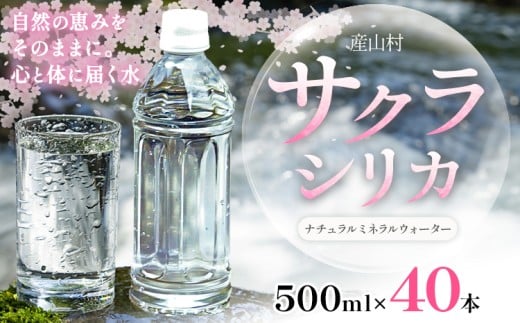 サクラシリカ 500ml × 40本 みずの里《30日以内に出荷予定(土日祝除く)》熊本県 阿蘇郡 産山村 ミネラルウォーター シリカ 水 天然水 鉱水 ラベルレス ラベルなし熊本県産山村12000お茶・飲料