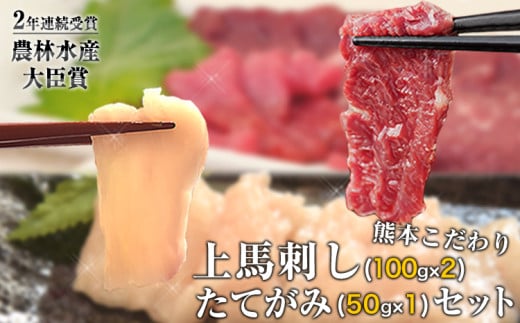 馬刺し 上赤身 ブロック 国産 熊本肥育 冷凍 生食用 たれ付き(100g×2)+たてがみセット(50g×1) 肉 期間限定 絶品 牛肉よりヘルシー 馬肉 予約 平成27年28年 農林水産大臣賞受賞 熊本県産山村《90