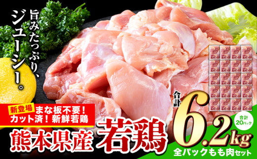 鶏肉 小分け 鶏肉 もも モモ カット済 若鶏3.1kg2セット 《7-14日以内に出荷予定(土日祝除く)》熊本県産山村25500肉鶏肉