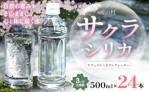 【3ヶ月定期便】サクラシリカ 500ml × 24本 みずの里《30日以内に出荷予定(土日祝除く)》熊本県 阿蘇郡 産山村 ミネラルウォーター シリカ 水 天然水 鉱水 ラベルレス ラベルなし熊本県産山村