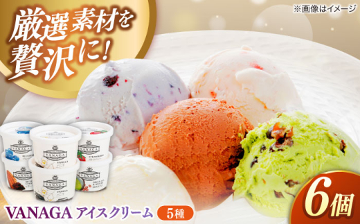 ご褒美アイスにぴったり!VANAGA 5種類のアイスクリーム6個入 アイス バニラ ストロベリー 抹茶あずき ビターチョコ ブルーベリー デザート スイーツ ギフト 贈答 島根県雲南市/木次乳業有限