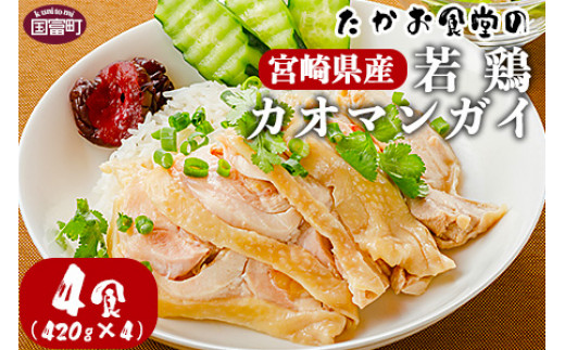 <たかお食堂の宮崎県産若鶏カオマンガイ 4食(420g×4)>翌月末迄に順次出荷宮崎県国富町31000肉鶏肉