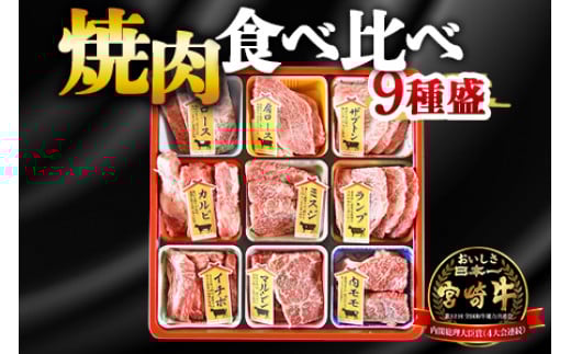 <宮崎牛焼肉9種盛(約630g)>翌月末迄に順次出荷宮崎県国富町34000肉牛肉