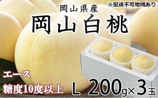 桃 2026年 岡山 白桃 エース 3玉×約200g(Lサイズ)JAおかやまのもも(早生種・中生種) もも モモ 岡山県産 国産 フルーツ 果物 ギフト岡山県岡山市12000果物・フルーツもも・すもも