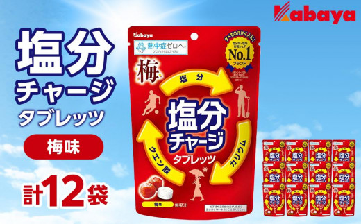 カバヤ 塩分チャージタブレッツ 梅味 12袋【熱中症対策 塩分補給 ミネラル補給 夏バテ防止 カリウム 塩分タブレット 塩分 タブレット 飴 夏 岡山県 岡山市 おすすめ 人気 】岡山県岡山市100