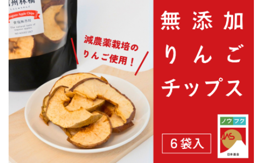 WF14-25A  ノウフク りんごチップス6袋 // 長野県 南信州 松川町産 ドライフルーツ 無添加 減農薬栽培 ノウフクJAS 林檎 リンゴ 農福連携 干しりんご ドライりんご長野県松川町18000鍋セット・