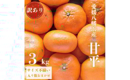 \ 愛媛が誇る 高級みかん 希少品種 / 訳あり 甘平 (かんぺい) 3kg<D20-17>【1094584】愛媛県八幡浜市19000果物・フルーツみかん・柑橘類
