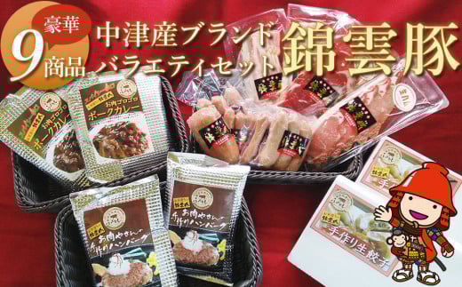 お米育ちの錦雲豚バラエティギフト ハム類・餃子・ハンバーグ・カレー セット | ブランド豚 惣菜 九州産 大分県産 国産 冷凍 大分県中津市34000肉豚肉