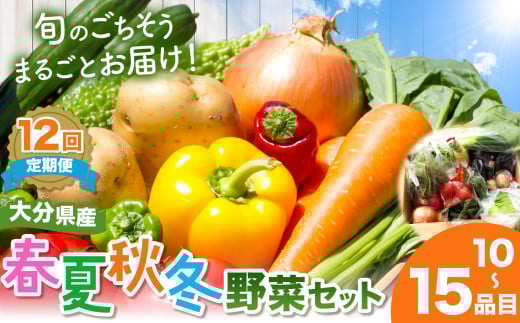【定期便12回】【JA直売所直送】春夏秋冬野菜セット | 毎月届く 旬野菜 野菜 やさい ヤサイ 旬 セット 国産 国産野菜 定期 定期便 12回 大分県 中津市大分県中津市158000野菜・きのこその他 野