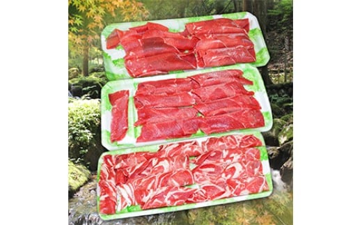 耶馬溪ジビエセット | 鹿肉しゃぶ用3点(ロース・バラ・モモ)合計600g 耶馬の天然食工房 しゃぶしゃぶ肉 大分県産 九州産 国産 冷凍 大分県中津市15000肉ジビエ